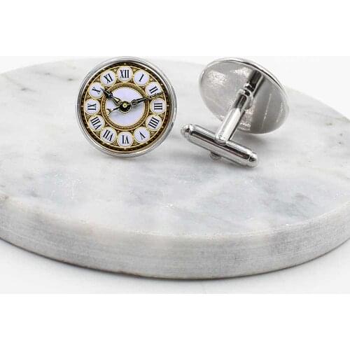 Classic retro personality creative clock cufflinks fashion art mens shirt jewelry