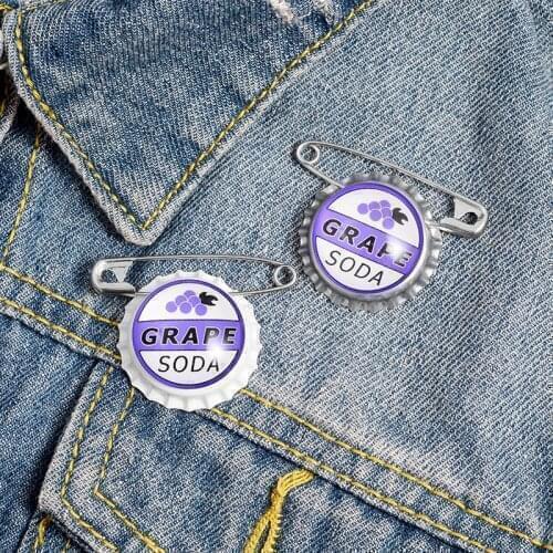 Bottle Cap Paper Clip Grape Soda Cowboy Brooch Enamel Pins Metal Broches for Women Badge Pines Metalicos Brosche Accessories