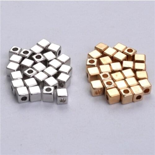 200piece/bag 3mm/4mm/5mm Rhodium KC Gold CCB Plastic Square Seeds Beads Big Hole Diy Charm Spacer Beads For Jewelry Making