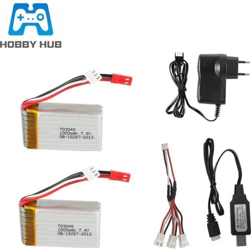 7.4v 1000mah 25c Lipo Battery + 7.4v Charger For MJXRC X600 U829A U829X F46 X601H JXD391 FT007 2s Lipo Battery 703048