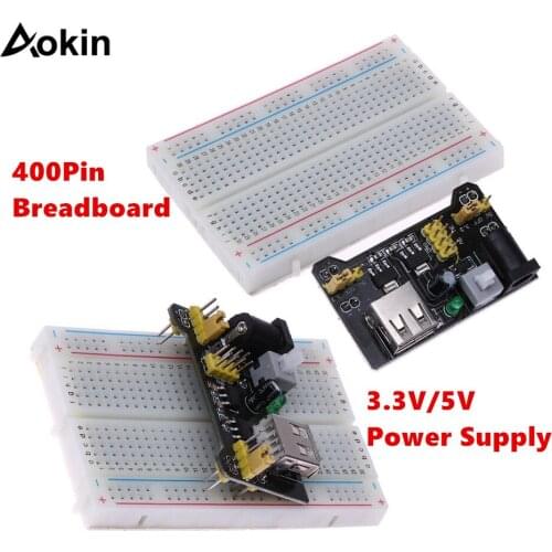 Breadboard Power Supply Module 3.3V 5V for Arduino Board with Breadboard 400 Point