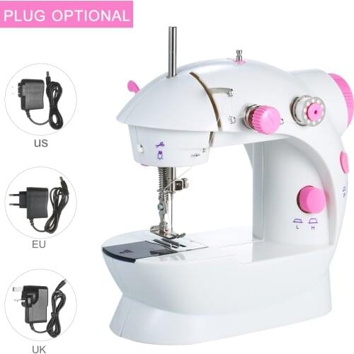 Mini Sewing Machine Adjustable 2-Speed Double Thread Portable Sewing Machin with Lights and Cutter Foot Pedal for Beginner DIY