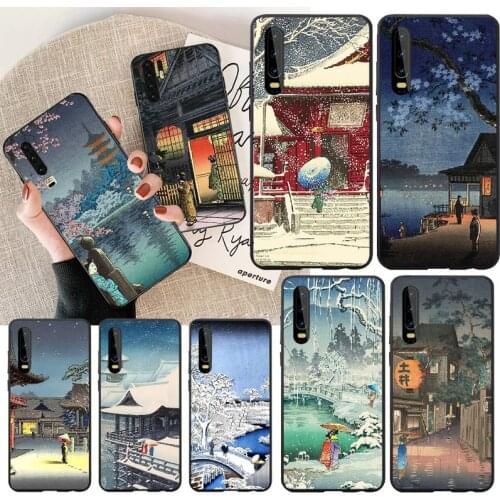 PENGHUWAN Ukiyo-e Tokyo Japanese Art Soft black Phone Case for Huawei Honor 20 10 9 8 8x 8c 9x 7c 7a Lite view