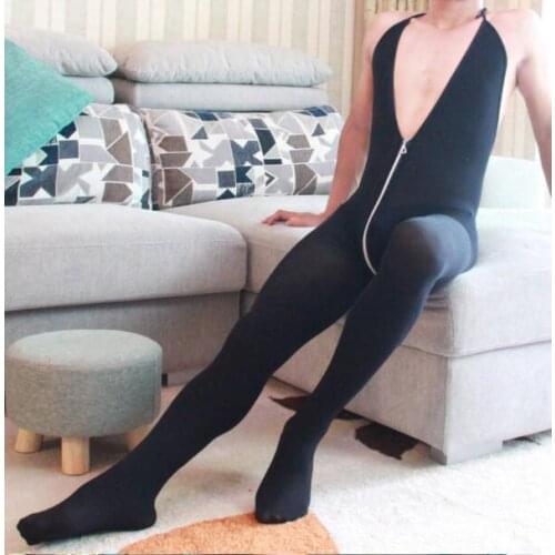 2020 NEW Sexy Jumpsuit Zipper Bodystocking Men Sleepwear Sexy Lingerie Erotic Underwear Sexy Costumes Male Bodysuit Nightgown