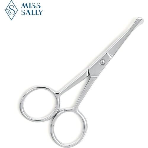 Miss Sally Nose Hair Scissors Rounded Tip Facial Hair Scissors Stainless Steel Beauty Grooming Kit for Nose Hair 3.7inch