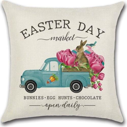 Easter Bunny Linen Square High Quality Cushion Covers on Simplicity Pillows Decorative Custom Sofathrow Pillow for Room Bedroom