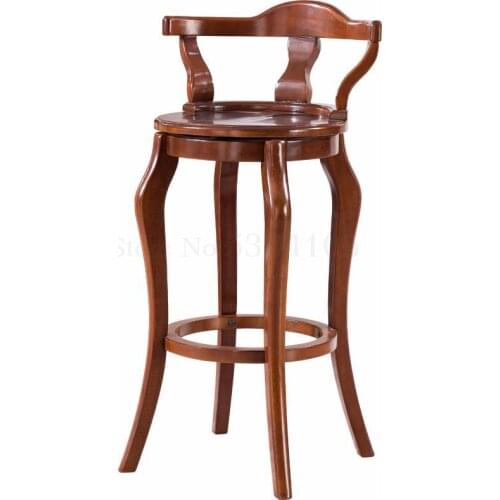 Nordic Solid Wood Bar Chair Modern Simple Bar Chair Domestic Backrest High Chair European Bar Chair Solid Wood Board