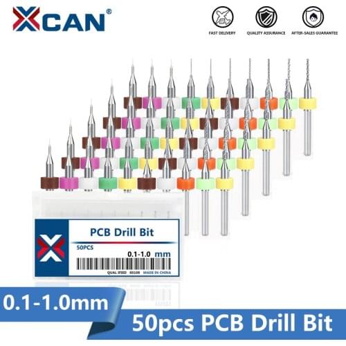 XCAN PCB Drill Bit 50pcs 0.1-1.0mm Tungsten Carbide Gun Drill Bit for Drilling PCB Circuit Board Micro Drilling Tool Bit