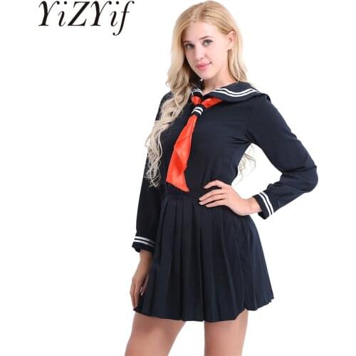 YiZYiF 3Pcs Navy Plus Size Sailor School Uniform 2021 New Schoolgirl Uniforms Novelty Women Cosplay Costume Cheerleader Clothing