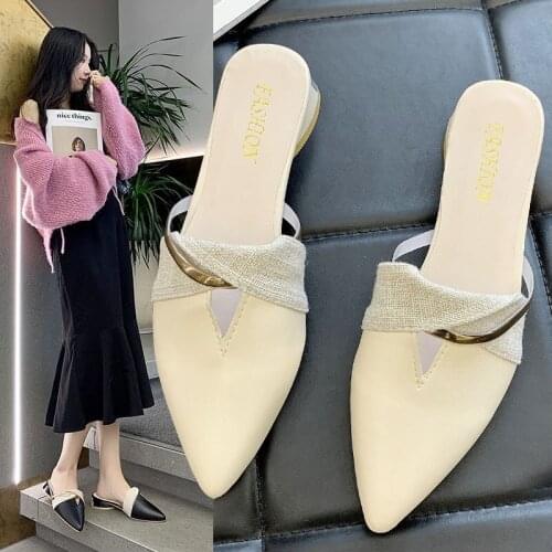 Baotou Half Slippers Women New Womens Shoes Muller Shoes Fashion Outer Wear Sandals and Slippers Women Flat Low Heels