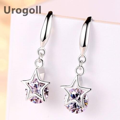 Women Earring Pure 925 Sterling Silver Earring Pentagonal Earrings Fashion Geometric Zircon Star Earrings Gift For Gir Woman