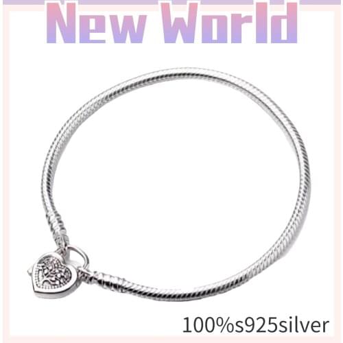 Hot style 100% 925 sterling silver bracelet suitable for womens original Pan love color chain snake bracelet DIY jewelry