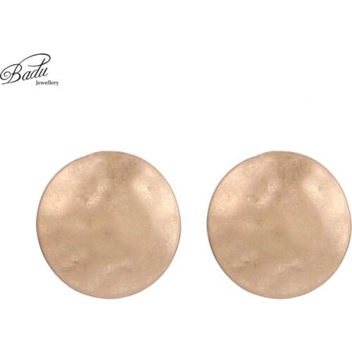 Badu Golden Clip-on Earring Round Concave Shape Women Clip Earrings Fashion Jewelry Gift for Girls Wholesale