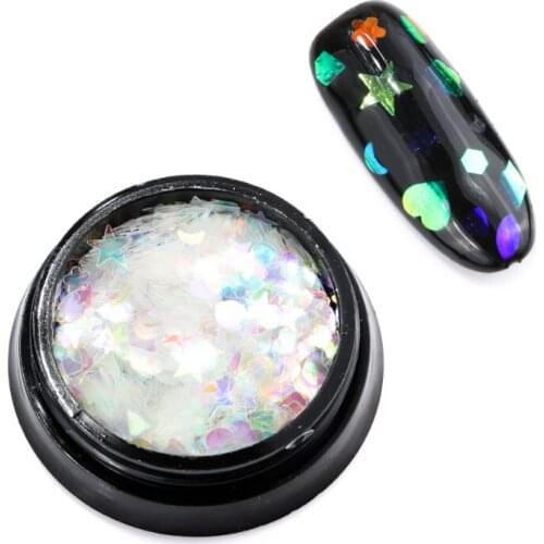 1g/lot Crystal Nail Sequins Laser Mixed Star Heart Plum Sequins Star Nail Art for Wedding Nails Art Decorations