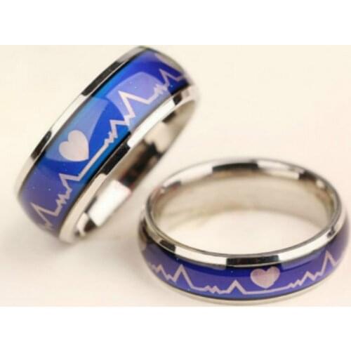1PCS Mood Ring Colorful Temperature Changing Magic Stanless Steel Wedding Rings For Women And Men Fashion Jewelry