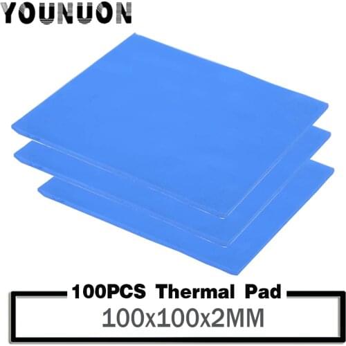 100PCS 100x100x2mm CPU Thermal Pad Heatsink Cooling Conductive Silicone Pad 100x100mm 2mm Thickness Heatsink Silicone Pad