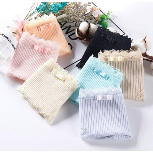 2021 3pcs Women Cotton Lace Bow Low Waist Briefs Threaded No Trace Girl Student Briefs TY66