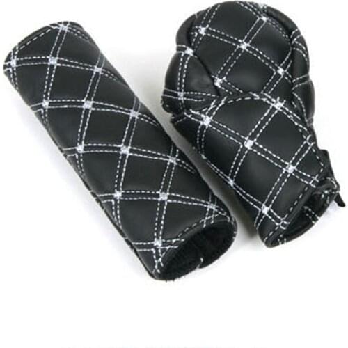 Car Faux Leather Gear Shift Knob Cover Hand Brake Cover Sleeve 2 in 1 Set for Hyundai ix35 iX45 iX25 i20 i30 Sonata,Verna,Solari