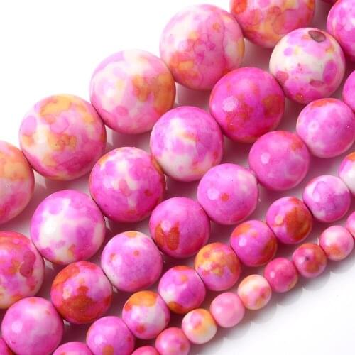 Natural Stone Beads Orange Red Rain Colorful Round Loose Beads for Jewelry Making DIY Bracelet Charms Accessories 4/6/8/10/12mm