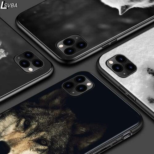 Fashion Black Wolf For iPhone 12 Pro Max Mini 11 Pro XS Max X XR 6S 6 7 8 Plus 5S Bright Black Phone Case