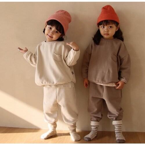 Baby girl outfit Children 2 Pcs Suit Boys And Girls Long Sleeve Autumn Clothes Cotton Sweatshirt Suit 2-7Yrs Kids Clothing Set