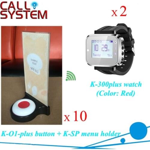 Electronic Table Buzzer Calling Service for Restaurant Pager 2 Watch Receiver 10 Bell Buzzer 10 Holders