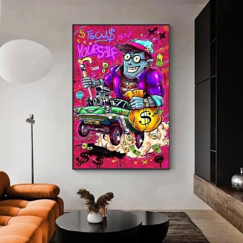 Graffiti Street Art Canvas Painting Posters And Prints Wall Art Cartoon Mark Money Figure Picture For Living Room Decor No Frame