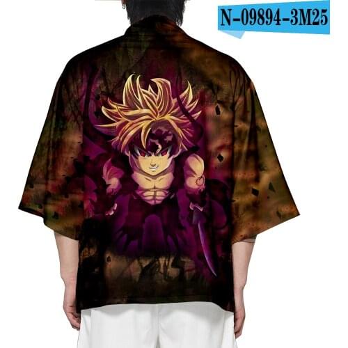 Anime The Seven Deadly Sins Meliodas Kimono Haori Yukata Mens Boys Summer kimono beach Short Sleeve boys Cardigan Cosplay
