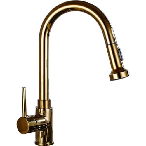 Kitchen Faucet Pull out Pull Down Kitchen Sink Faucet with Sprayer Golden Taps for Kitchen Rotatable Torneiras Kitchen Mixer Tap