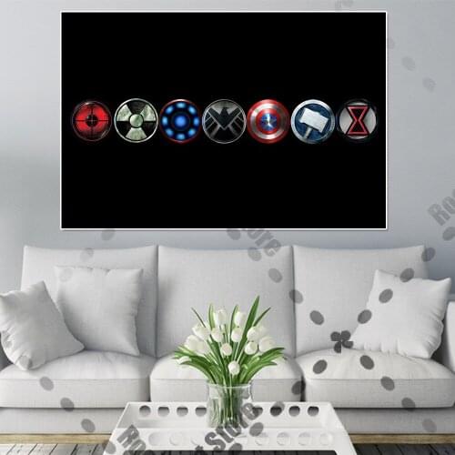 Marvel Superhero Spiderman Abstract Sign Canvas Painting Avengers Character Logo Poster Black Widow Loki Symbol Room Home Decor