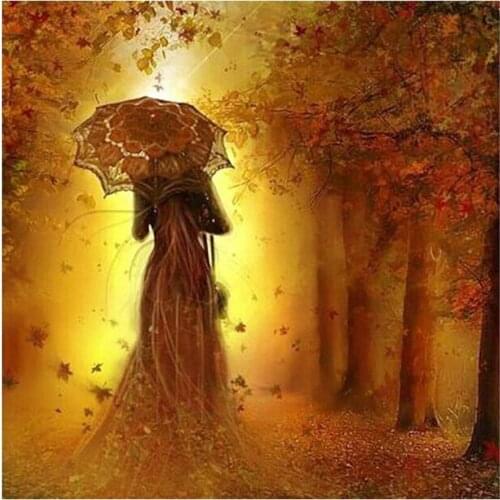 5D Full Drill Diy Diamond Painting Handmade Woman Umbrella Cross Stitch Resin Square Diamond Sets Diamond Embroidery