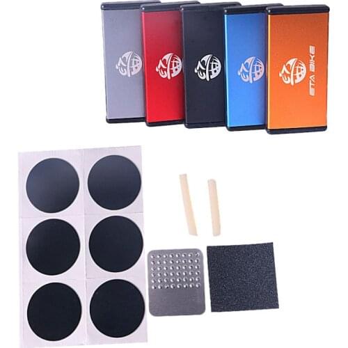 Inner Tire Patch Kit with Polisher & Metal Case Portable Glue Free Tire Repairing Stickers Tool Bicycle Repair Accessory JC