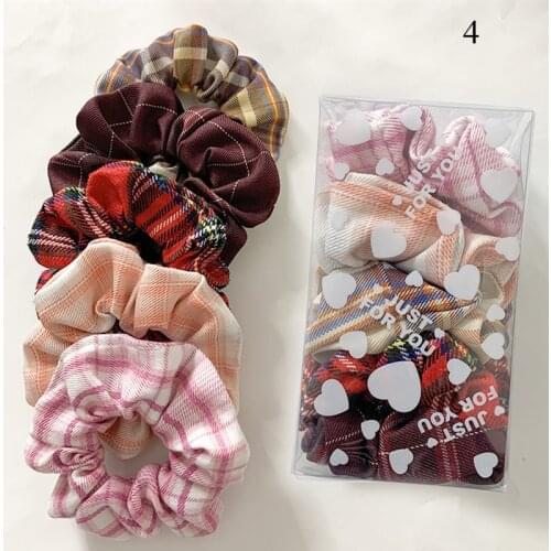 Free 5/6/7/8 Pcs Set Striped Floral Print Women Silky Scrunchies Pack Korea Girls Hairband Hair Ties Ring Set Hair Accessories