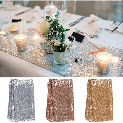 Table Runner Shiny Sequins Decor for Wedding Sparkly Embroider Hotel Design Table Formal Party Tablecloth Easter Kitchen