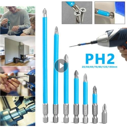 50/70/90/125/150mm Non-Slip Cross Bit Drill Magnetic PH2 Electric Screwdriver Bits Batch Head Wind Impact Driver Bit For Screw