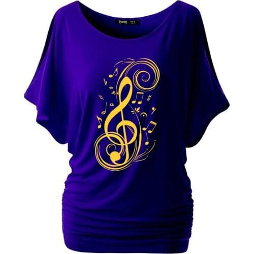 2019 New Summer Musical Note T-Shirt women Music shirt women Batwing Sleeve cotton grunge casual shirt aesthetic quote tees