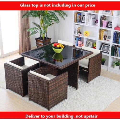 Outdoor Patio Wicker Furniture All Weather New Resin 9-Piece Dining Table & Chair Set