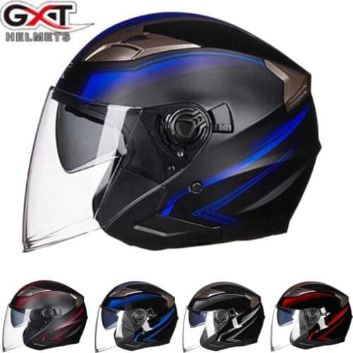New GXT 708 Double Visor Electric Motorbike Bicycle Scooter Safety Helmet Men/Women Half Face Summer Motorcycle Helmets Autumn