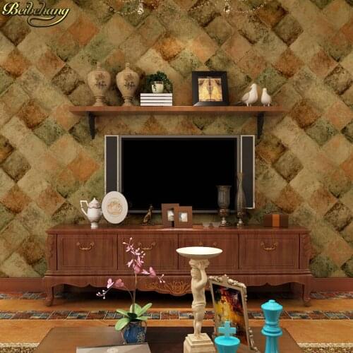 Beibehang Retro American country diamond brick plain paper wallpaper living room TV background wall bedroom shop papel de parede