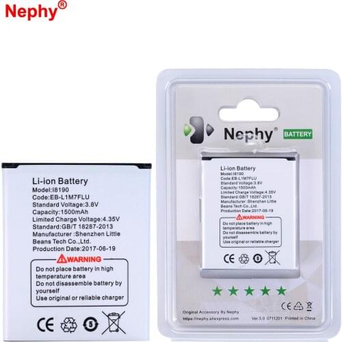 2019 Nephy Original Battery For Samsung Galaxy S3 Mini i8190 i8190N Ace 2 I8160 Trend I699 S Duos S7562 S7568 GT-S7562 1500mAh