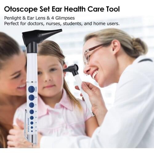 Otoscope Set Penlight Ear Health Care Medical Equipments Diagnostic Flashlight & Magnifying Len & 4 glimpses