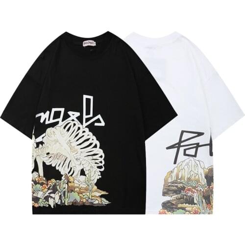 Palm Angels 22SS letter patterns men and women couples skull pattern casual fashion round neck short sleeves Casual T-shirt