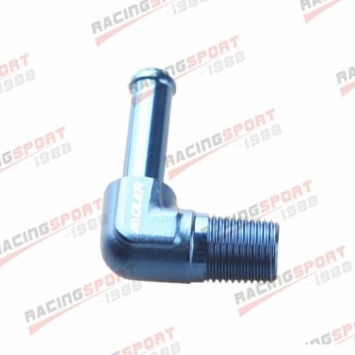 1/8" NPT To 1/4" 90 Degree Hose End Barb Adapter Fitting Aluminum Blue