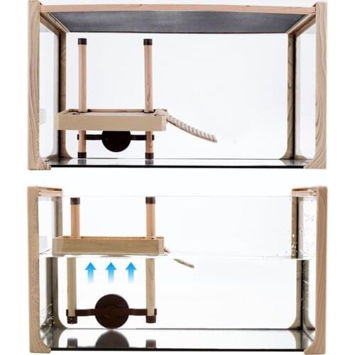Turtle Terrapin Tank Float Pier Basking Platform with Food Feed Trough