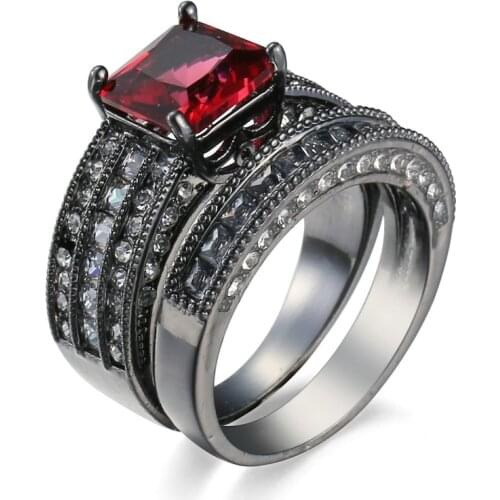 Luxury Female Bridal Wedding Ring Set Fashion Silver Color Filled Jewelry Promise CZ Stone Couple Engagement Rings For Women