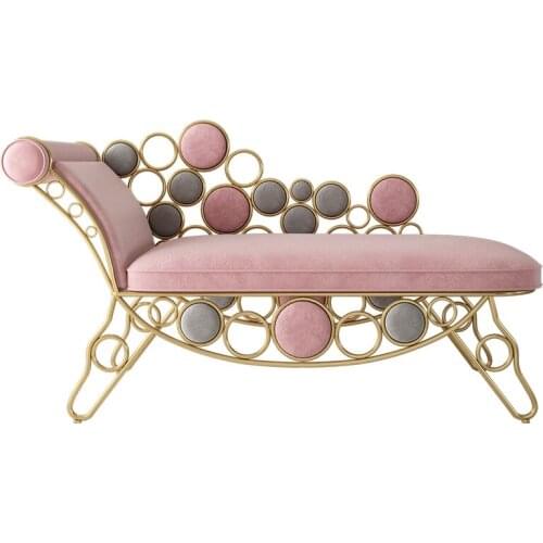 Luxury Chaise Fabric Lounge Royal Palace Gold Reclining Chair Carving Daybed Dorme