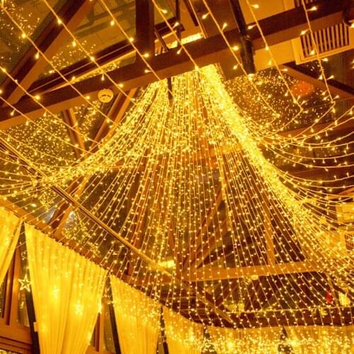 Xmas Fairy Light String 10/20 M 8 Modes Led Star Curtain Light String Hristmas Garland Wedding Party Garden Holiday Decor Lamp