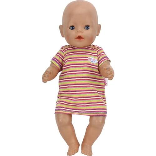 Leisure grid dress For born 43cm Doll Clothes for 17inch doll accessories
