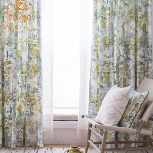 New Nordic Ink Painting Printing Splicing Curtains for Living Room Bedroom Balcony Customized Products