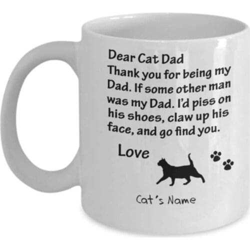 Customized Cat Dad Cats Name- 11oz Coffee Mug Tea Cup Gifts